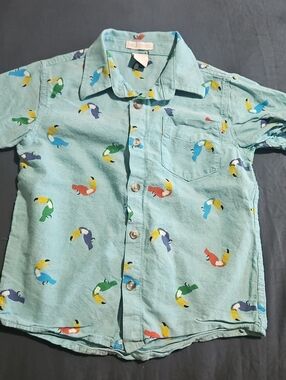 Falls Creek Light Teal Toucan-Print Button-Down Shirt
